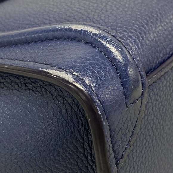 Auth CELINE Luggage Nano Shopper - Navy Drummed Calf Handbag - Picture 8 of 16